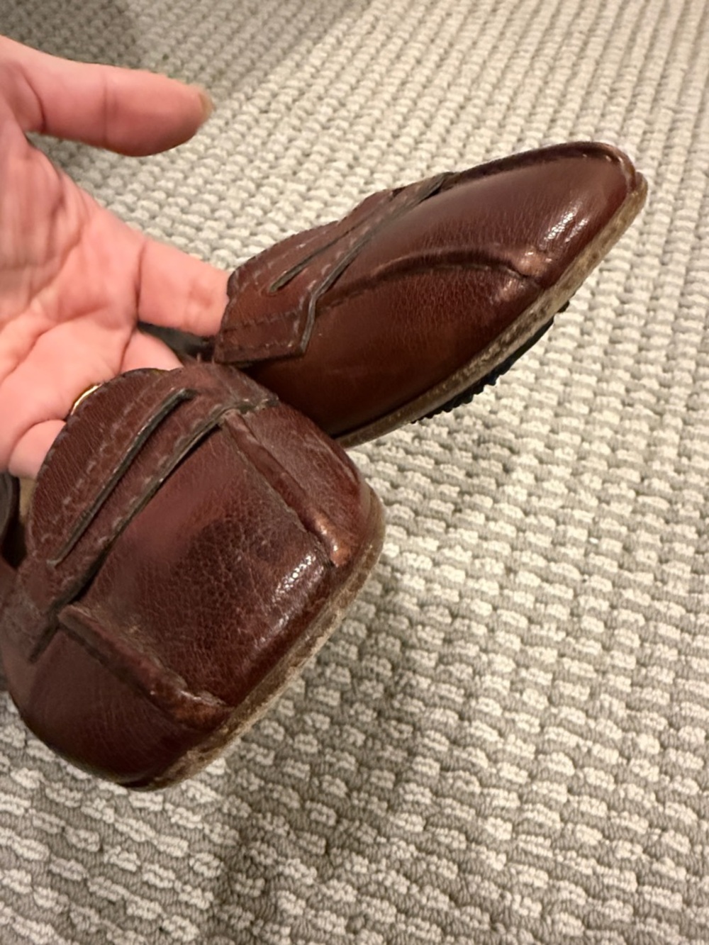 Prada Burgundy Leather Penny Loafers - Picture 3 of 12